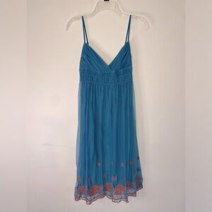 Vintage Betsey Johnson Teal Floral Tank Lace Slip Dress Babydoll Y2K 90s Size 2